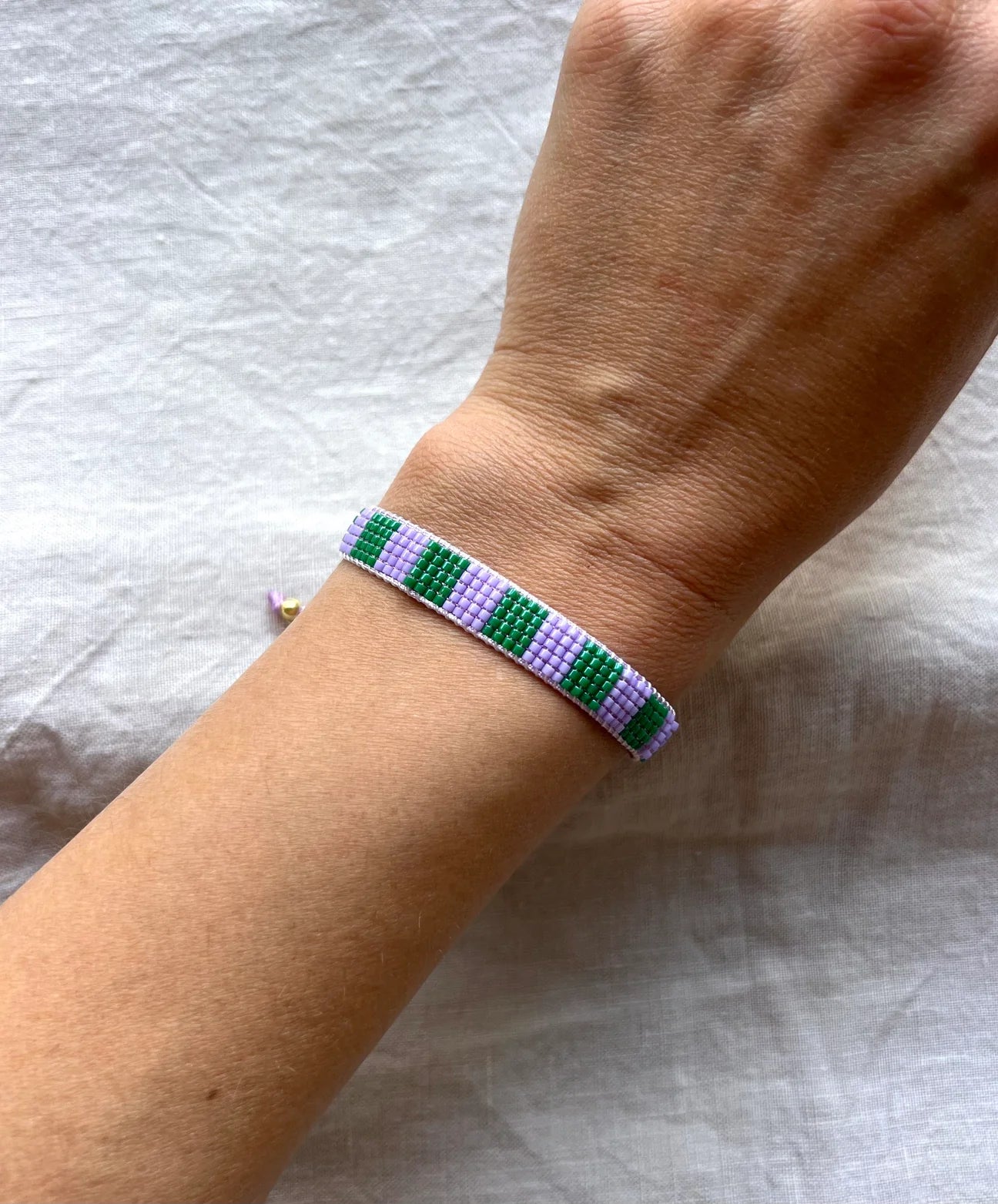 Lilac + Green Beaded Bracelet
