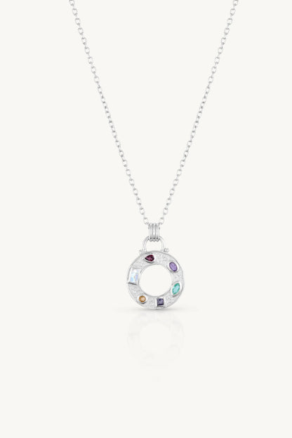 Cleo Mixed Stone Silver Necklace