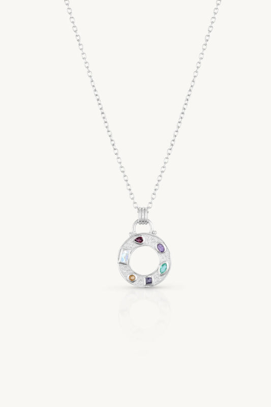 Cleo Mixed Stone Silver Necklace