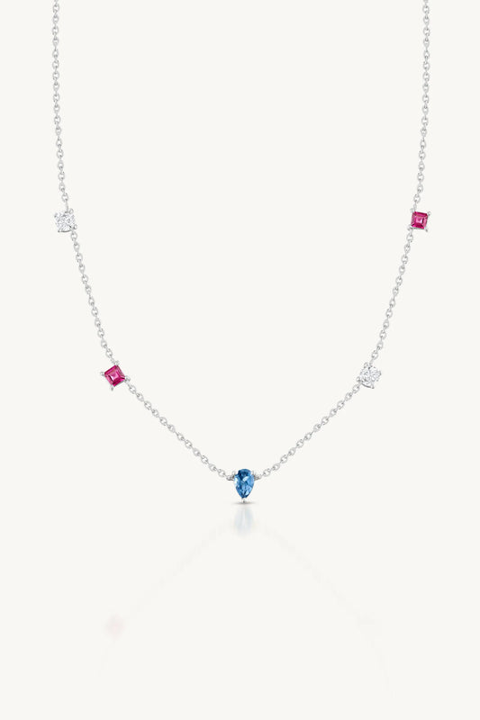 Clover Multistone Silver Necklace