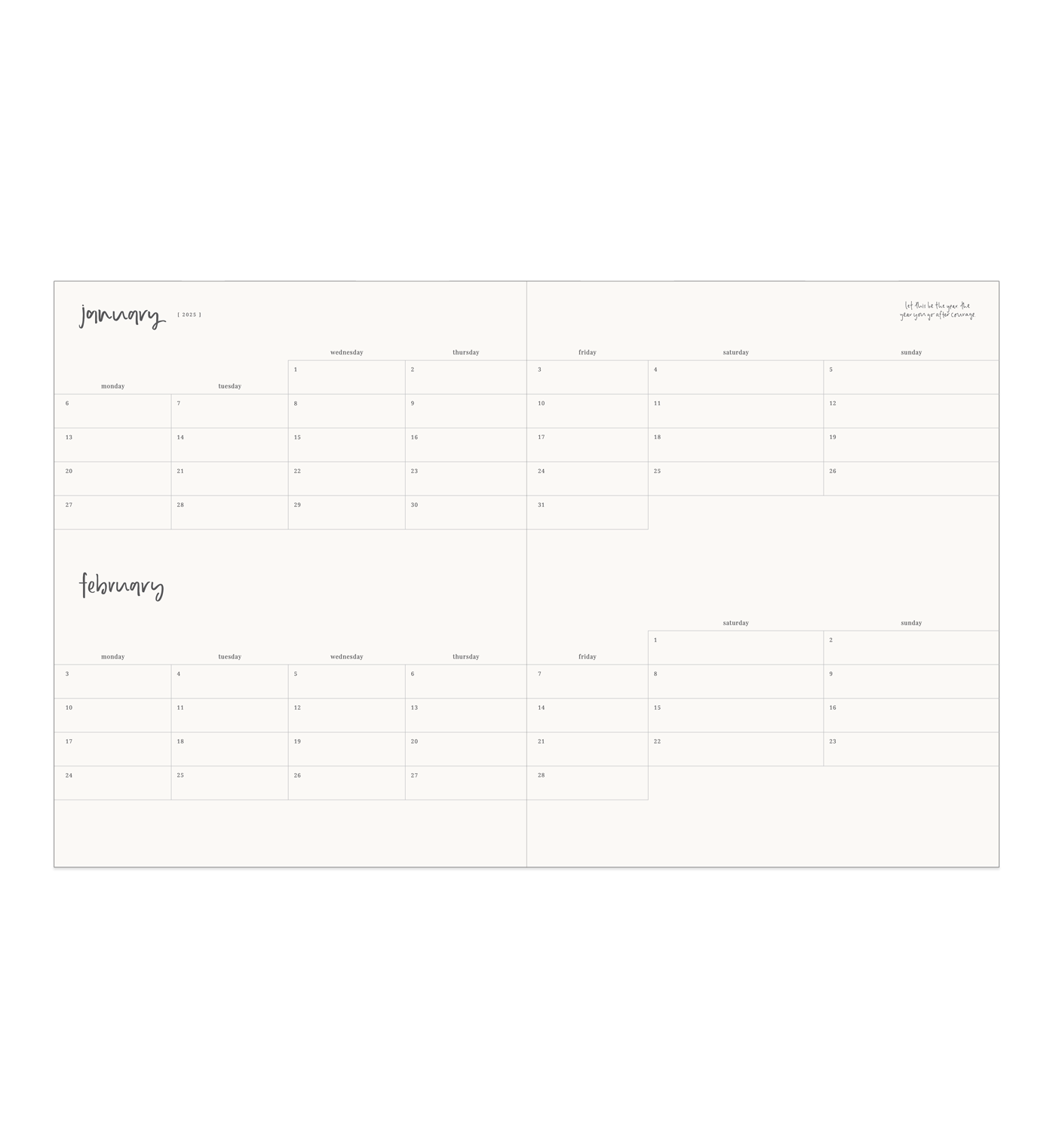 2024 Grande  Horizontal Weekly Planner Biscotti