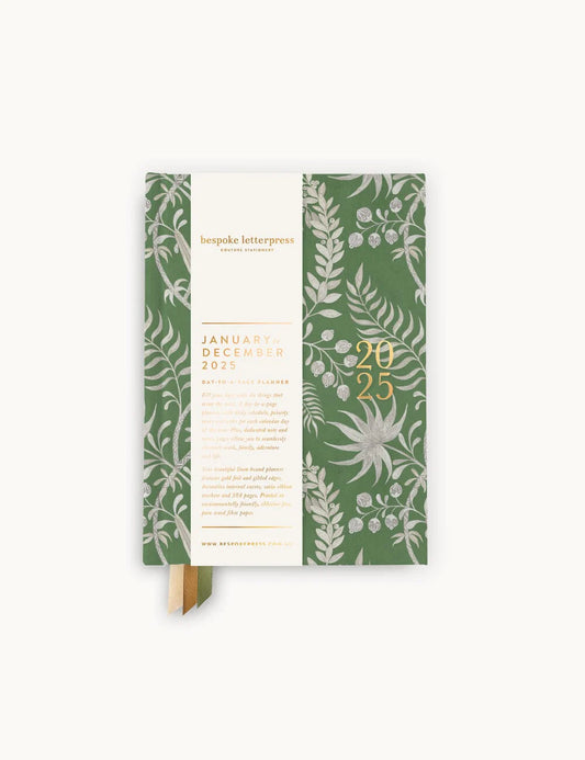 2025 Day to a Page Linen Bound Planner - Jardin Tropical