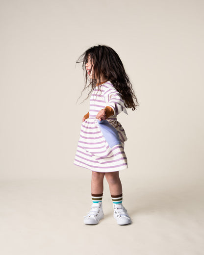 Long Sleeve Bell Dress | Purple Stripes
