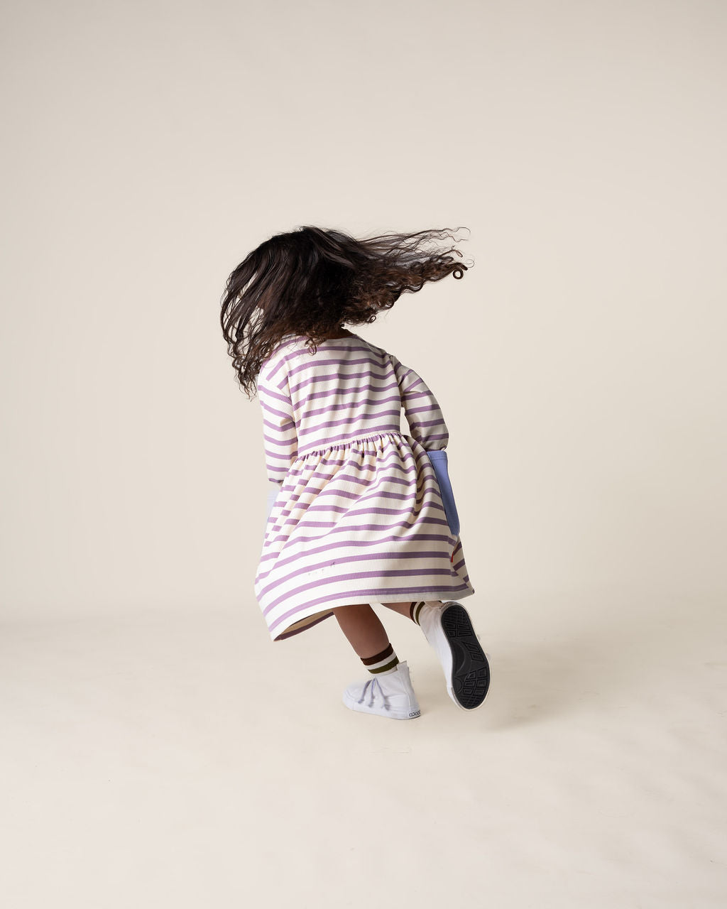 Long Sleeve Bell Dress | Purple Stripes