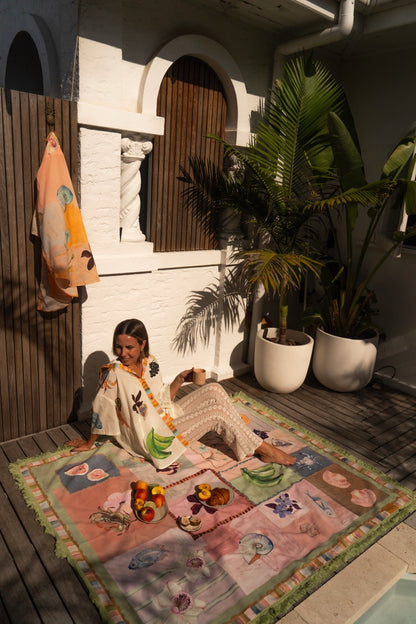 Annie Everingham Picnic Rug - Patchwork Sea
