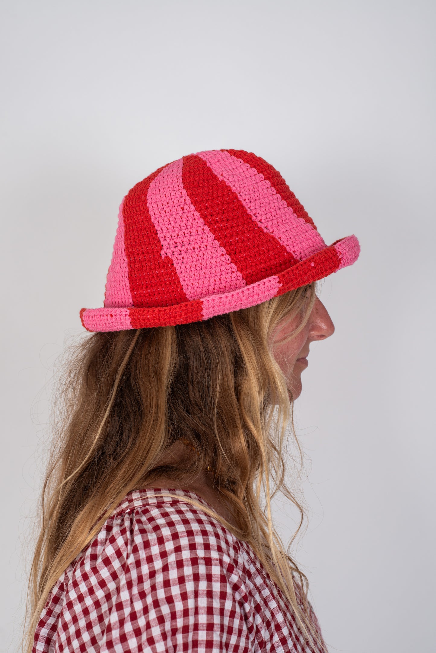 Crochet Hat ~ Pink + Red