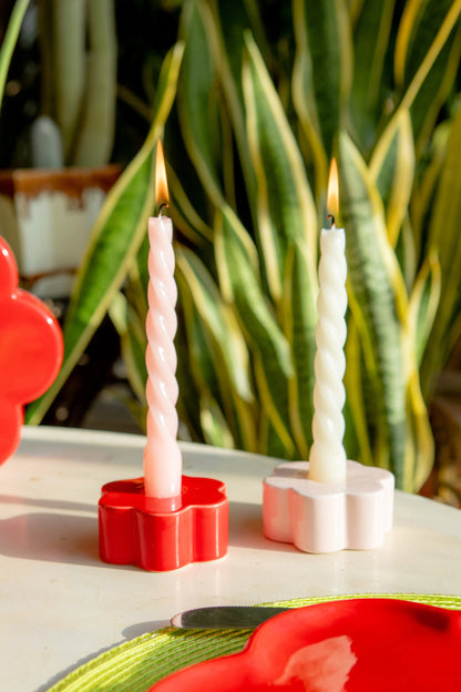 Daisy Candle Holder Red