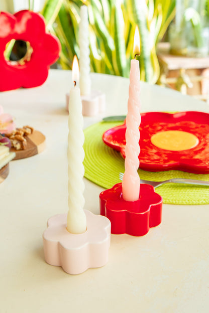 Daisy Candle Holder Red
