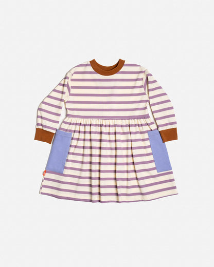 Long Sleeve Bell Dress | Purple Stripes