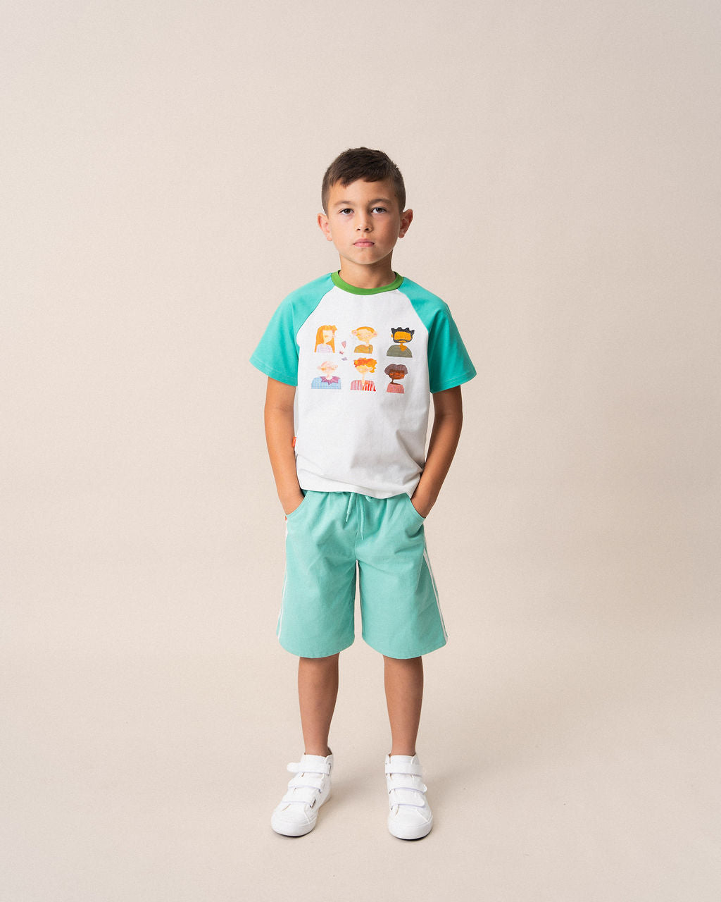 Raglan T-Shirt Aqua & White