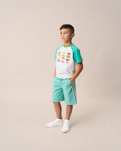 Raglan T-Shirt Aqua & White