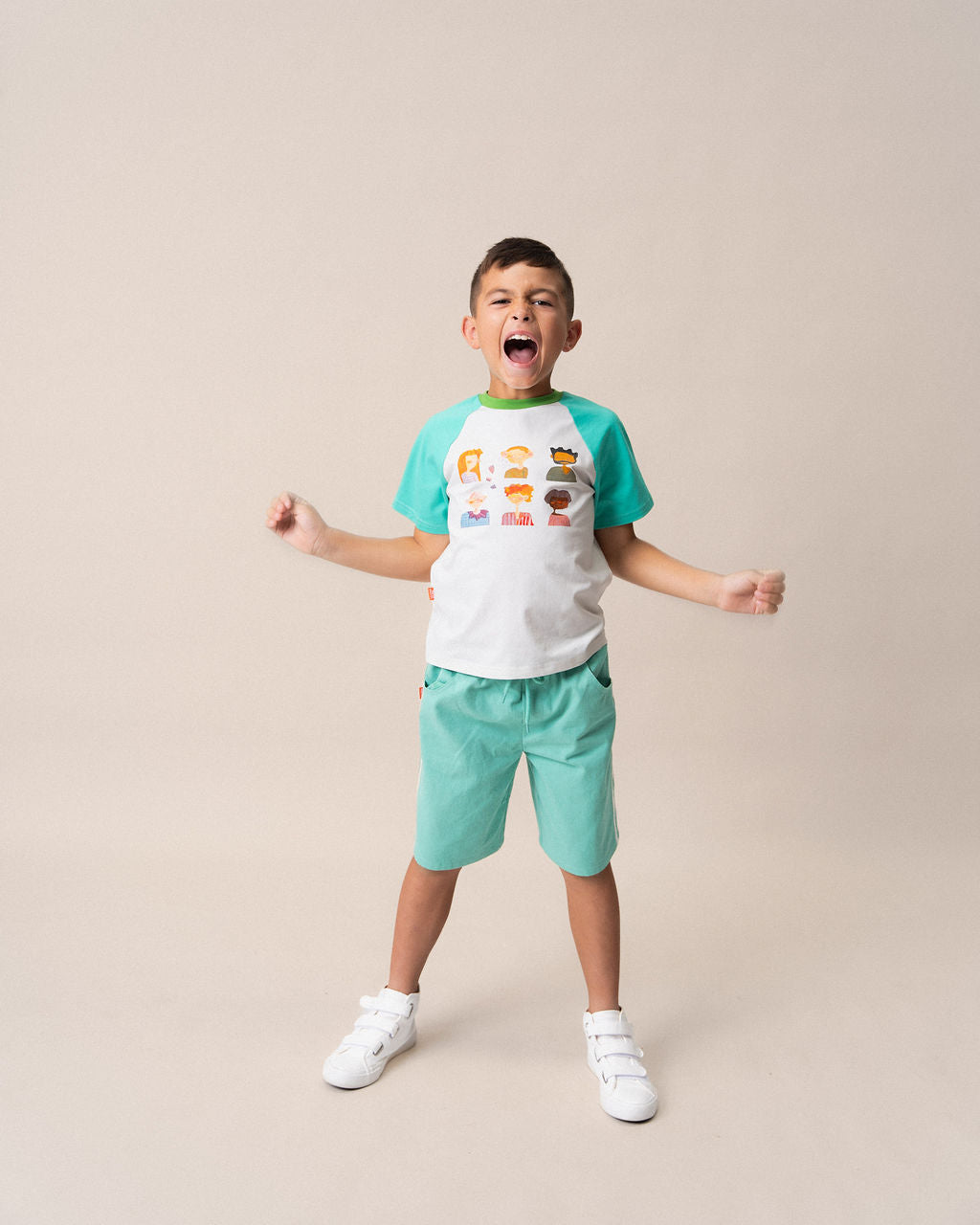 Raglan T-Shirt Aqua & White