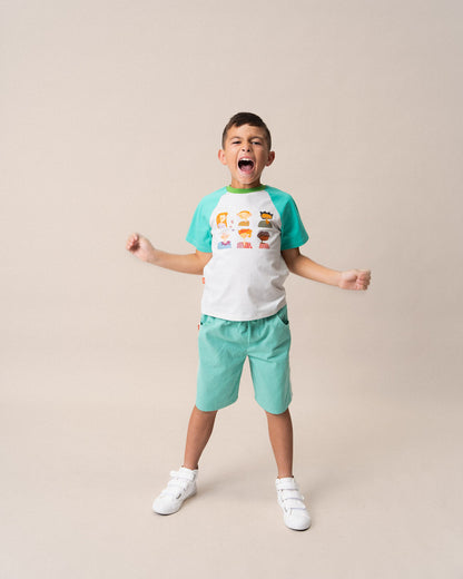 Raglan T-Shirt Aqua & White