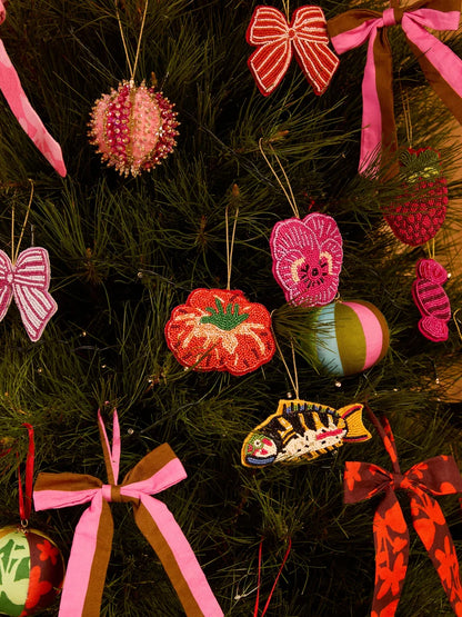 Mixed Pink Bow Christmas Decoration Set