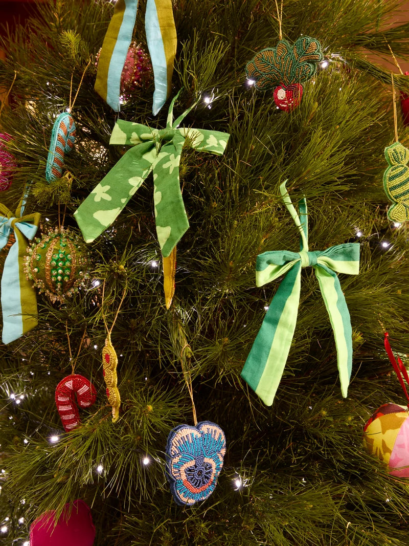 Mixed Green Bow Christmas Decoration Set