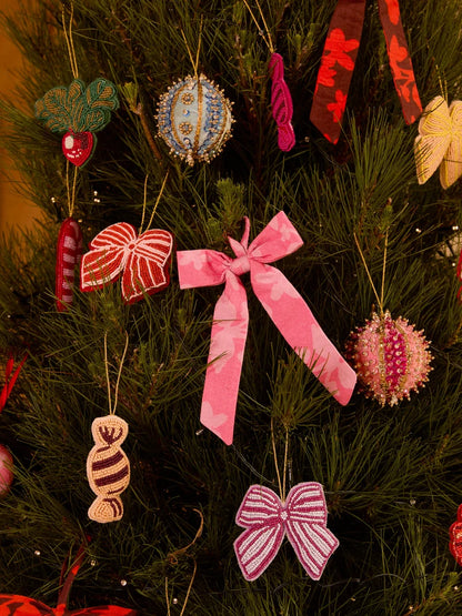 Mixed Pink Bow Christmas Decoration Set