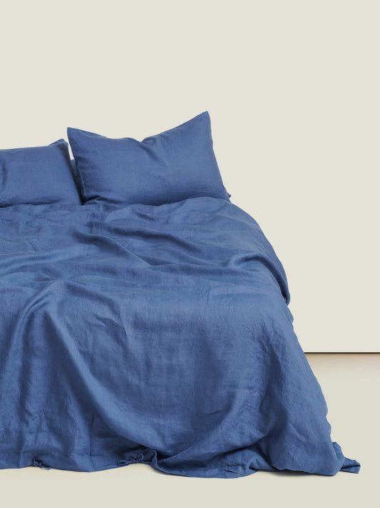 Linen Duvet Cover Marine Blue