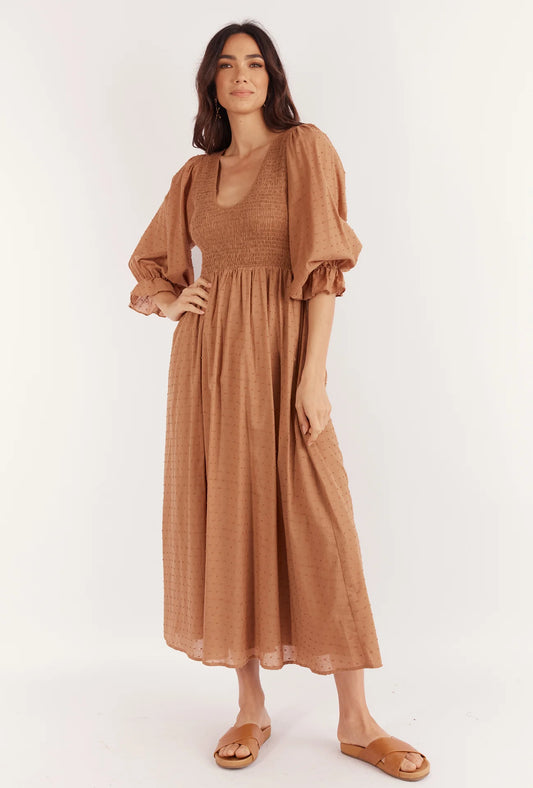 Indra Midi Dress Brown Spot