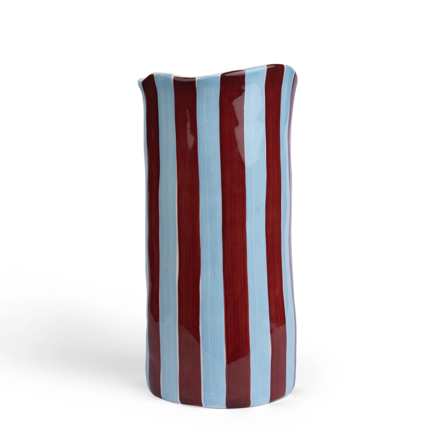 Large Stripe Vase ~ Burgundy + Blue