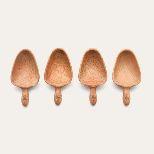 Wooden Beechwood Spice Scoop 4pk