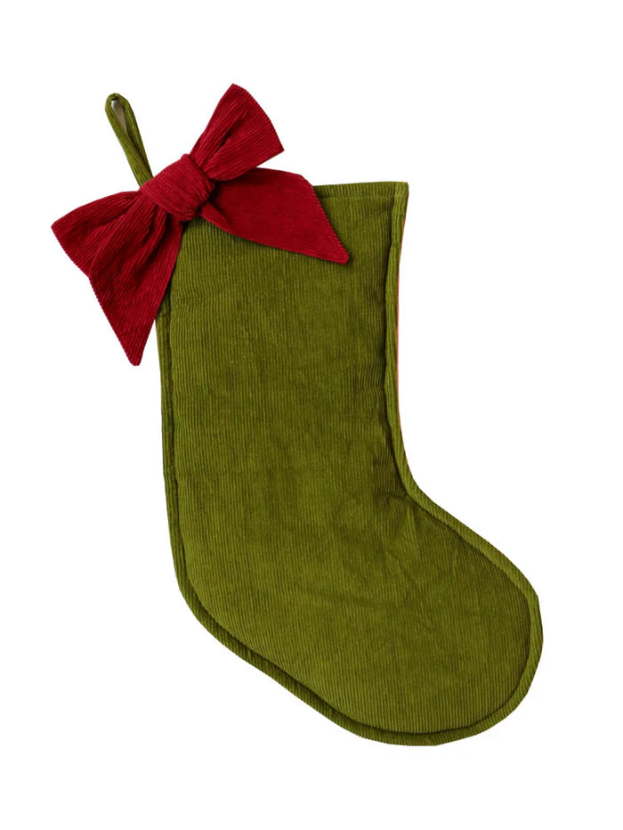 Olive/Peach Corduroy Stocking