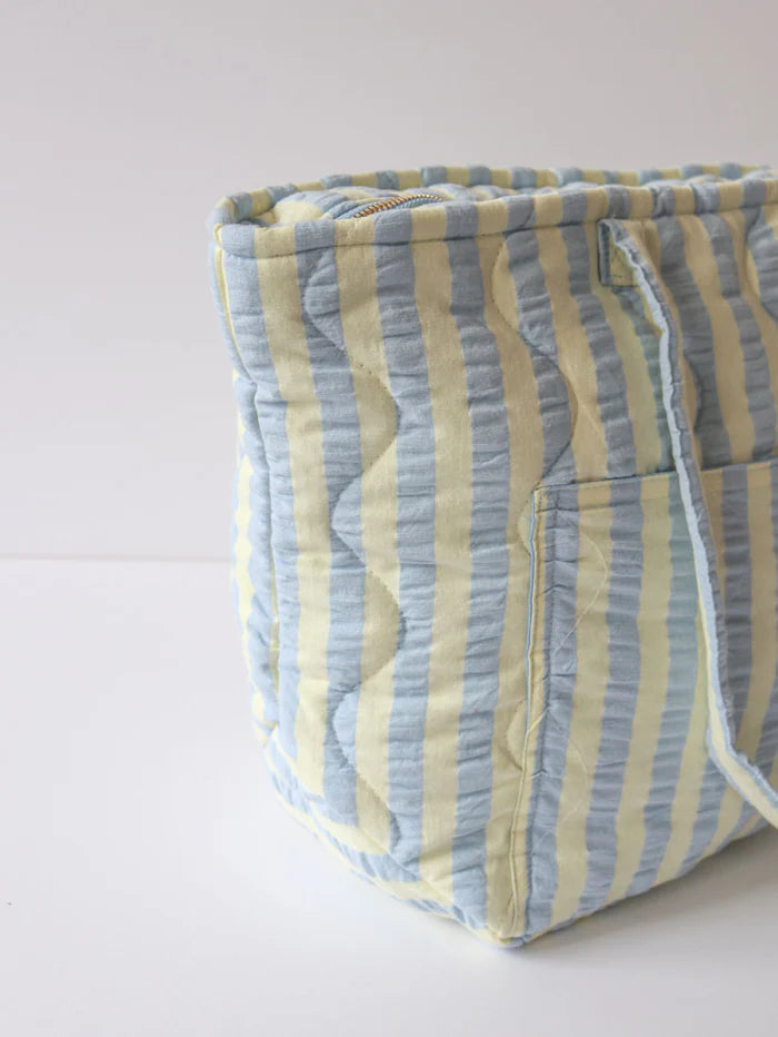 Butter Blue Seersucker Quilted Bag
