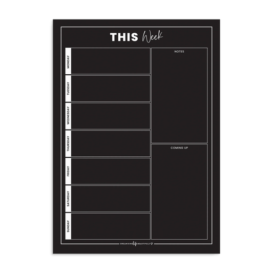 Magnet Weekly Planner - List and Notes - Black A4