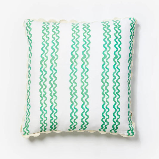 Double Waves Green 60cm Cushion