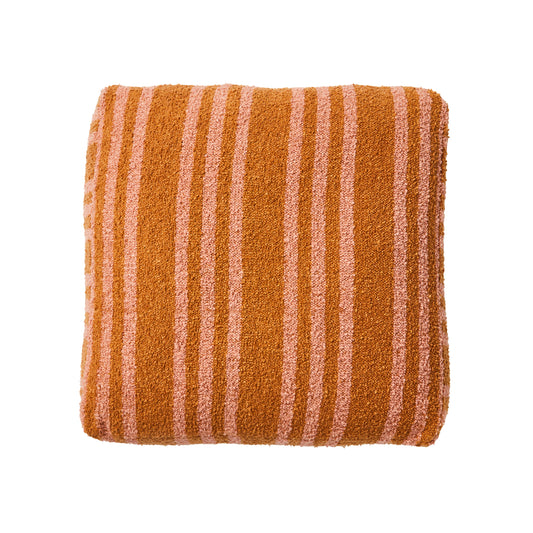 Boucle Trio Stripe Tan Pink Pouffe