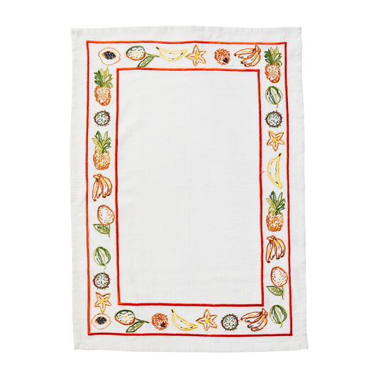 Tropics Border Embroidered Teatowel