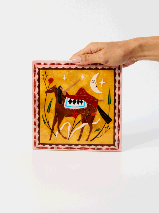 Fable Horseback Pink Square