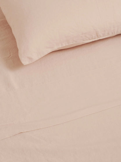 100% Linen Fitted Sheet ~ Blush