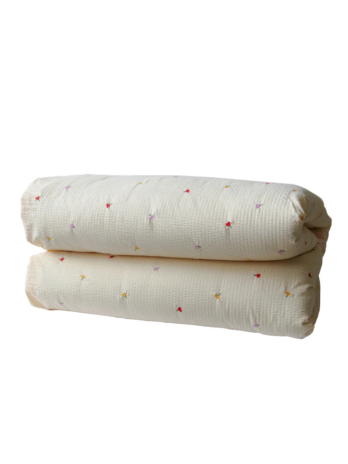 Forget Me Not Embroidered Quilt Cover