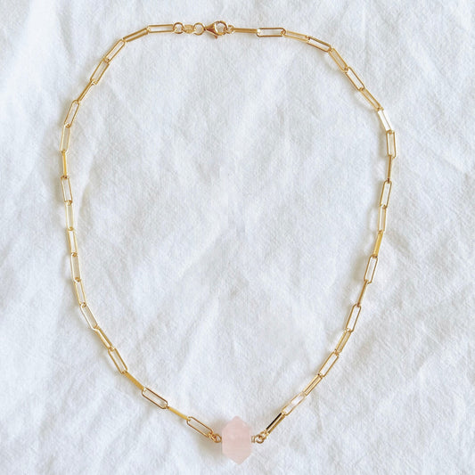 Rose Quartz Large Link Necklace