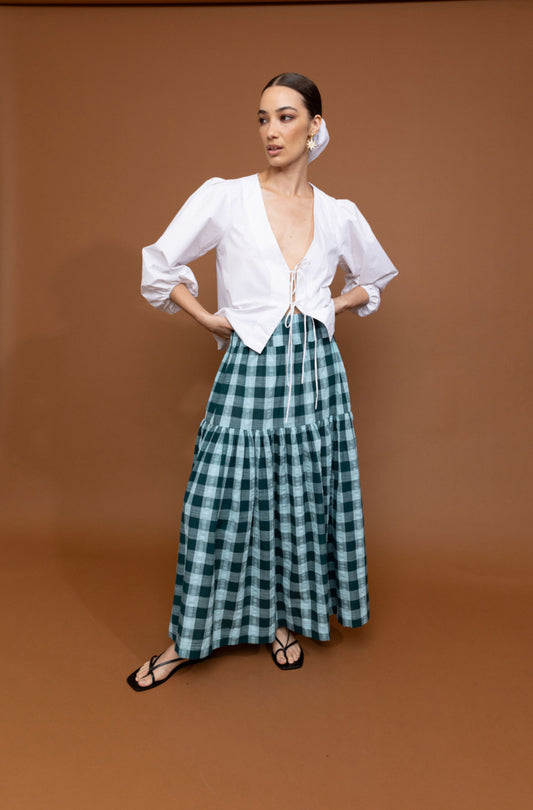 Astrid Skirt Teal Gingham