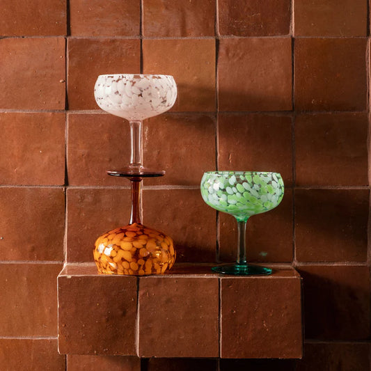 Glass Coupe Dots Set of 2