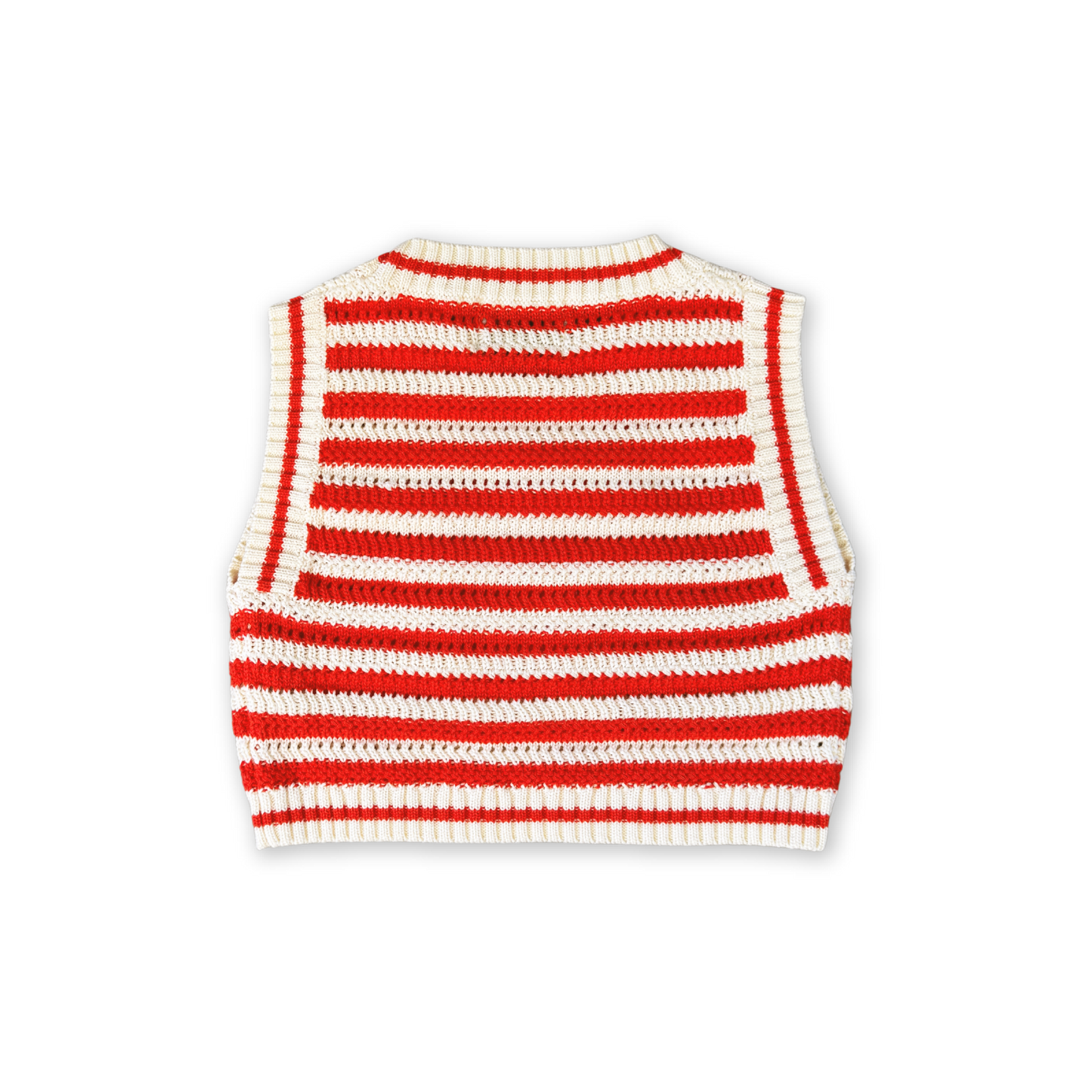 Knitted Crochet-Shell Vest - Chilli