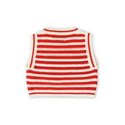 Knitted Crochet-Shell Vest - Chilli