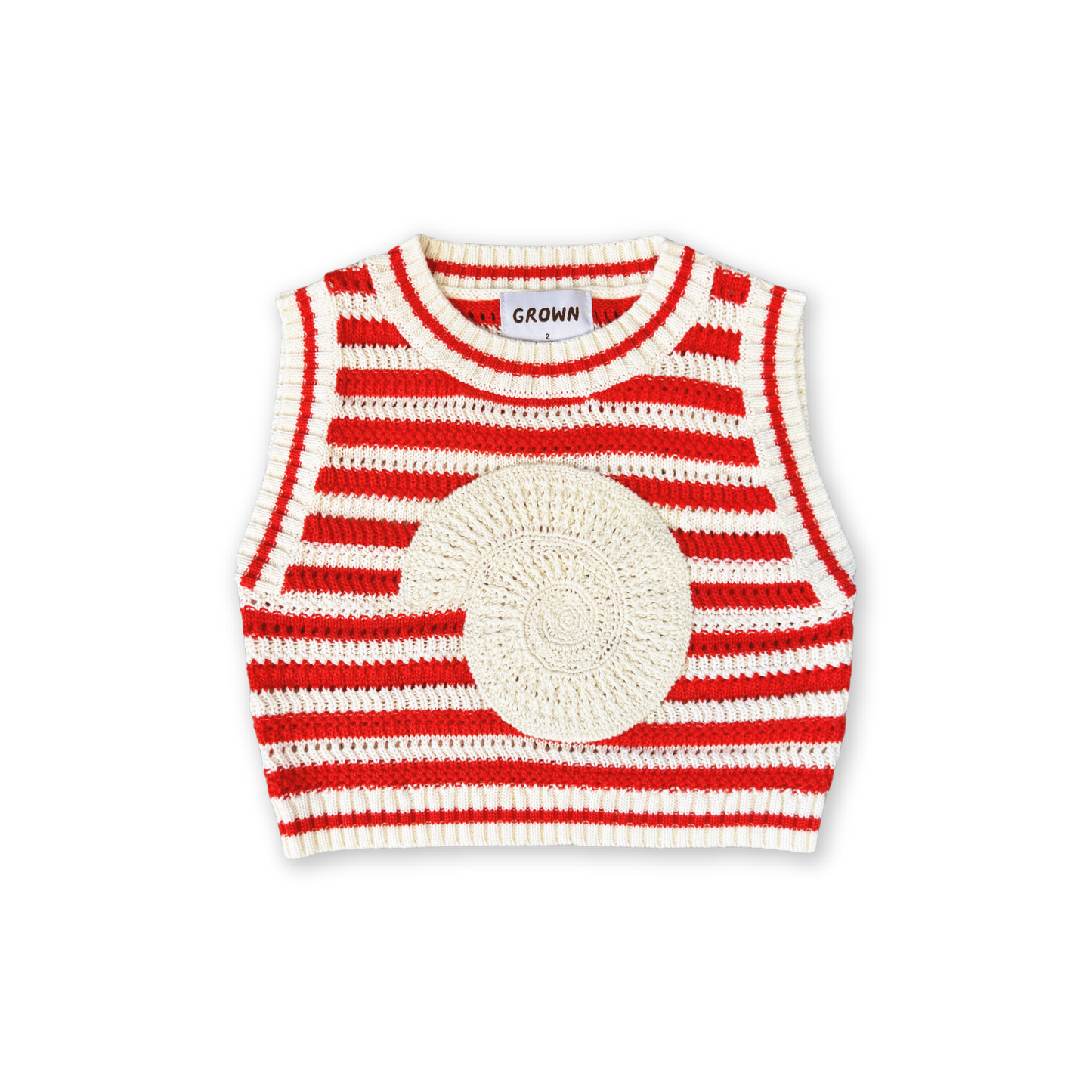 Knitted Crochet-Shell Vest - Chilli