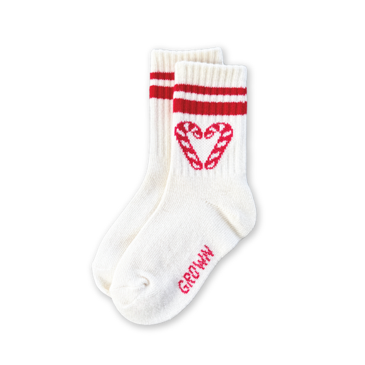 Candy Cane Heart Socks - Milk