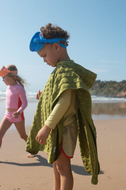 Terry Towelling Flow Poncho - Leaf