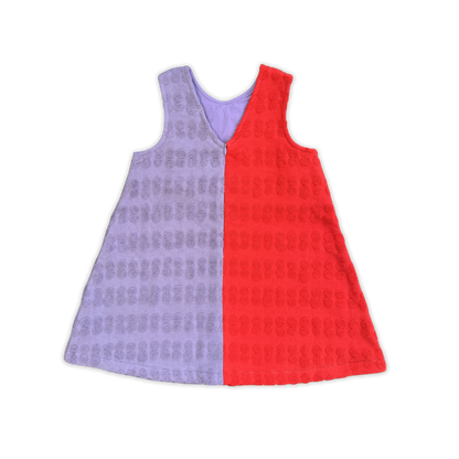 Bubble Terry Towelling Dress - Fiesta & Mauve