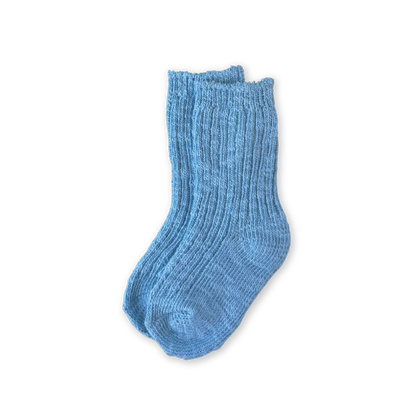 Cotton Slub Chunky Rib Socks - Duck Egg