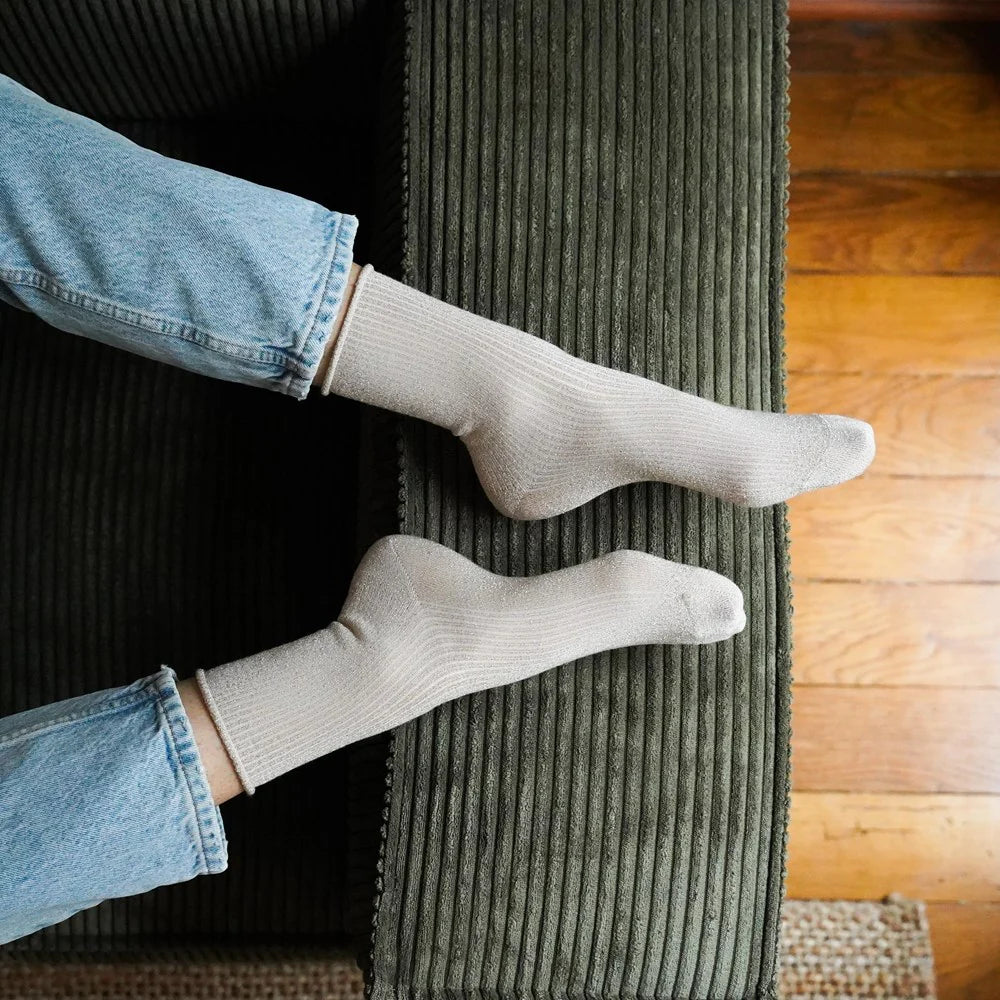 Glitter Lurex Socks | BEIGE