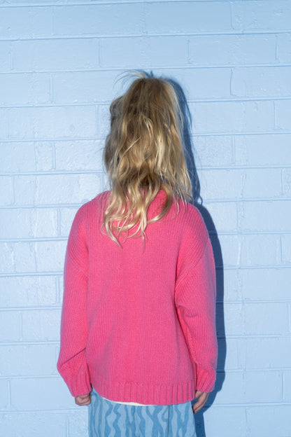 Merino Blend Knit Pull Over - Raspberry