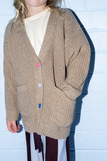 Organic Speckle Knit Cardigan - Oatmilk