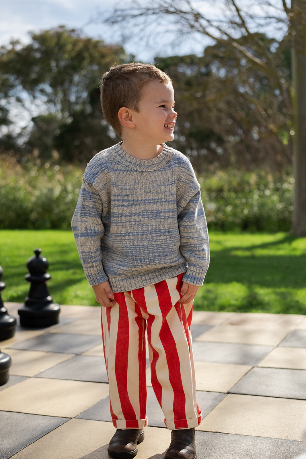 Organic Everyday Stripe Pant - Sauce