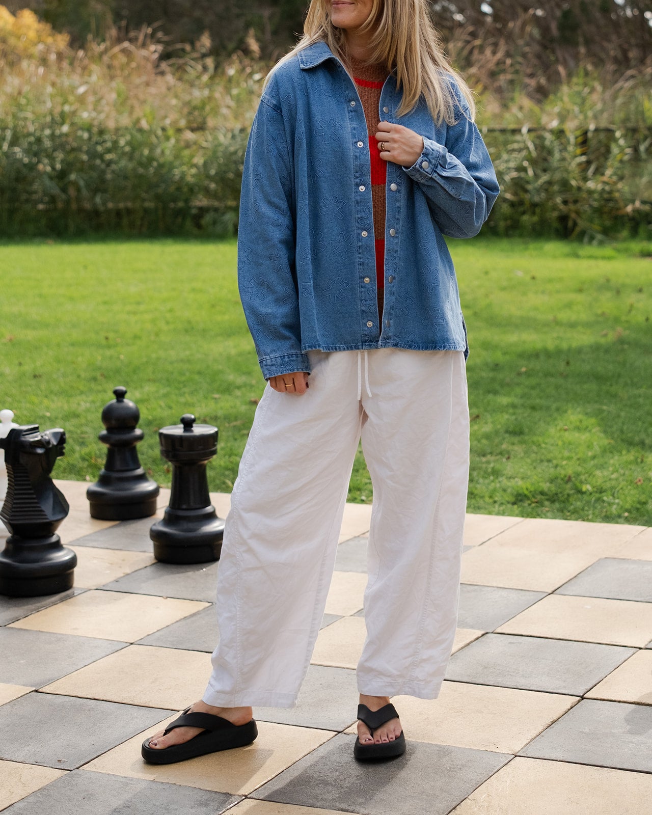 Ladies Organic Starlight Embroidery Denim Shirt
