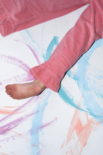 Organic Cord Frill Pant - Sorbet