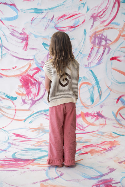 Organic Cord Frill Pant - Sorbet